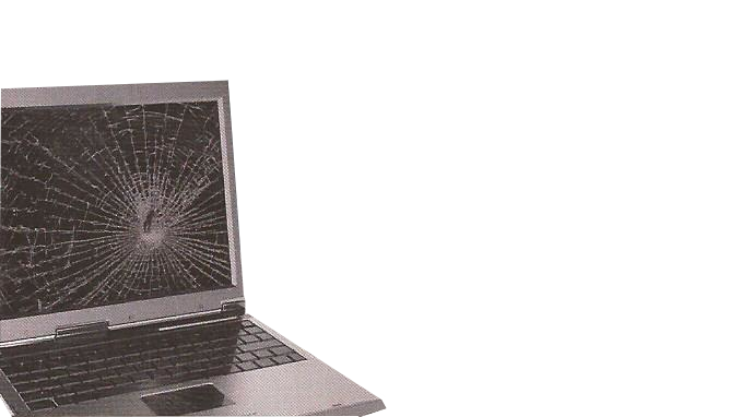  image of laptop with weblike crack in screen